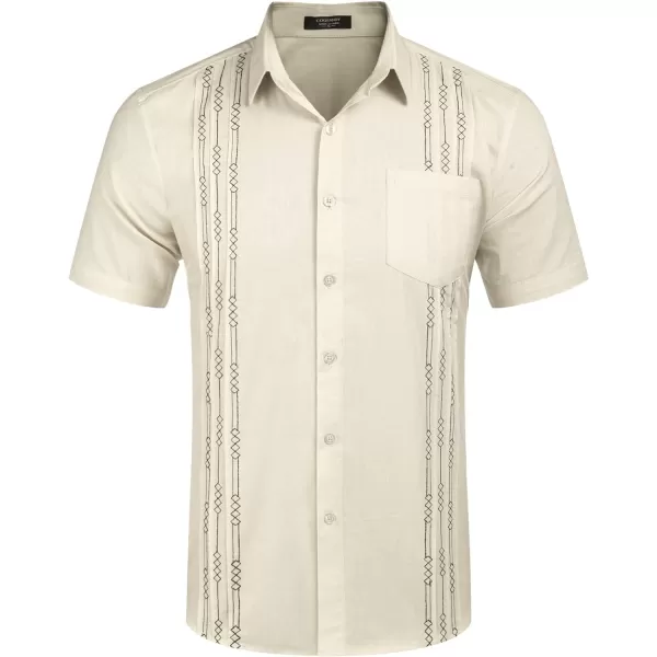COOFANDY Mens Cotton Linen Cuban Guayabera Shirt Casual Short Sleeve Button Down Shirts Summer Beach Tops