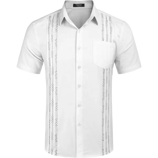 COOFANDY Mens Cotton Linen Cuban Guayabera Shirt Casual Short Sleeve Button Down Shirts Summer Beach Tops