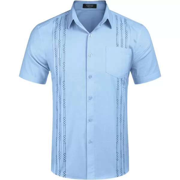 COOFANDY Mens Cotton Linen Cuban Guayabera Shirt Casual Short Sleeve Button Down Shirts Summer Beach Tops