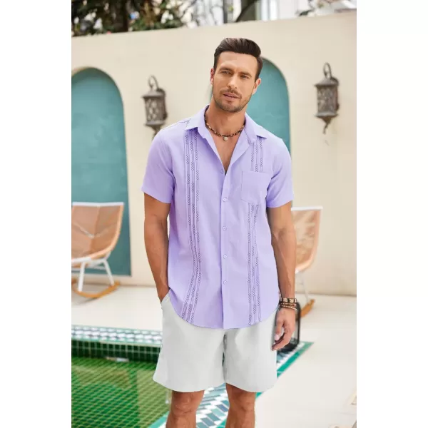 COOFANDY Mens Cotton Linen Cuban Guayabera Shirt Casual Short Sleeve Button Down Shirts Summer Beach Tops
