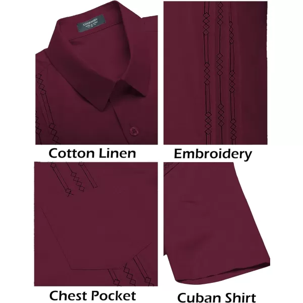 COOFANDY Mens Cotton Linen Cuban Guayabera Shirt Casual Short Sleeve Button Down Shirts Summer Beach Tops