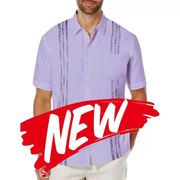COOFANDY Mens Cotton Linen Cuban Guayabera Shirt Casual Short Sleeve Button Down Shirts Summer Beach Tops