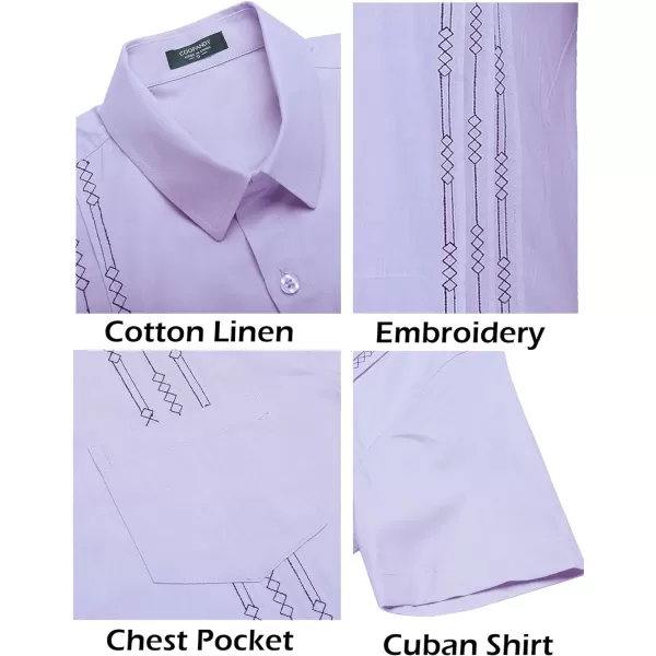 COOFANDY Mens Cotton Linen Cuban Guayabera Shirt Casual Short Sleeve Button Down Shirts Summer Beach Tops