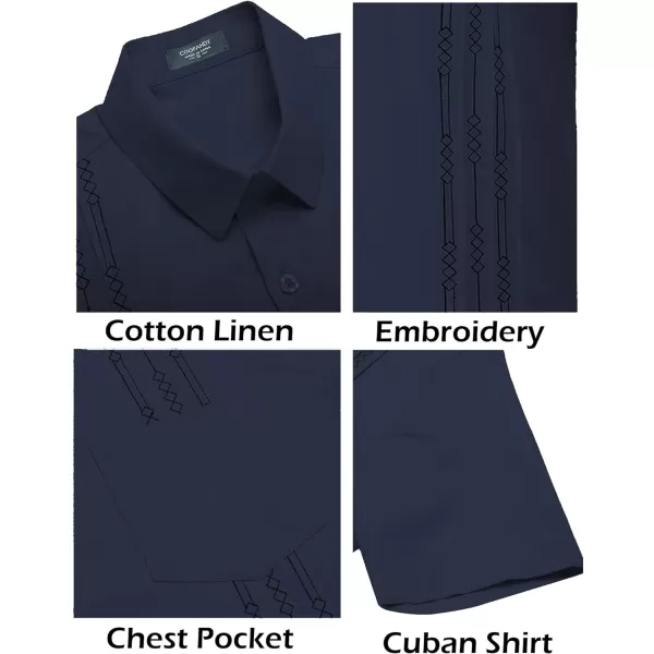 COOFANDY Mens Cotton Linen Cuban Guayabera Shirt Casual Short Sleeve Button Down Shirts Summer Beach Tops