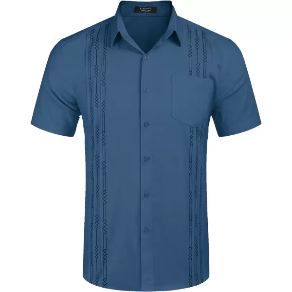 COOFANDY Mens Cotton Linen Cuban Guayabera Shirt Casual Short Sleeve Button Down Shirts Summer Beach Tops