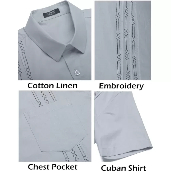 COOFANDY Mens Cotton Linen Cuban Guayabera Shirt Casual Short Sleeve Button Down Shirts Summer Beach Tops