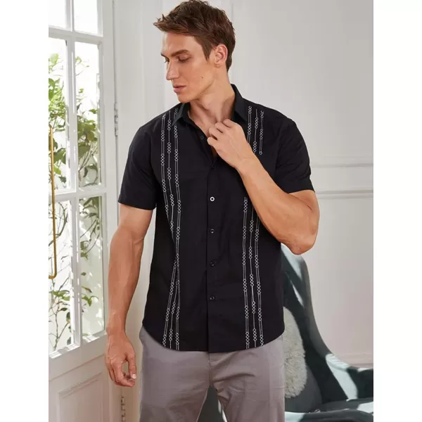 COOFANDY Mens Cotton Linen Cuban Guayabera Shirt Casual Short Sleeve Button Down Shirts Summer Beach Tops