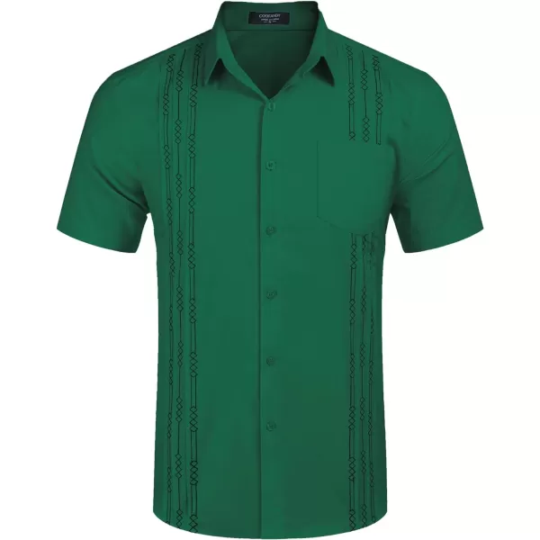 COOFANDY Mens Cotton Linen Cuban Guayabera Shirt Casual Short Sleeve Button Down Shirts Summer Beach Tops