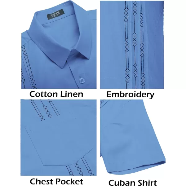 COOFANDY Mens Cotton Linen Cuban Guayabera Shirt Casual Short Sleeve Button Down Shirts Summer Beach Tops