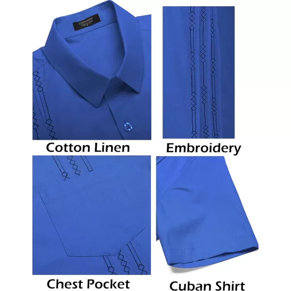 COOFANDY Mens Cotton Linen Cuban Guayabera Shirt Casual Short Sleeve Button Down Shirts Summer Beach Tops