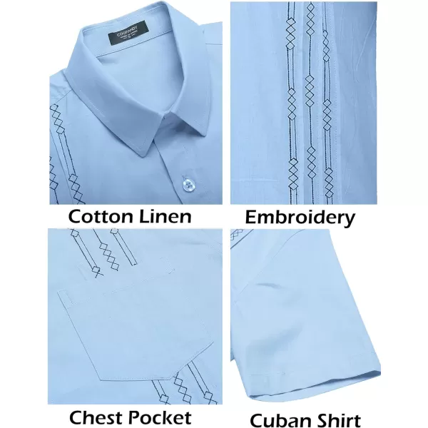 COOFANDY Mens Cotton Linen Cuban Guayabera Shirt Casual Short Sleeve Button Down Shirts Summer Beach Tops