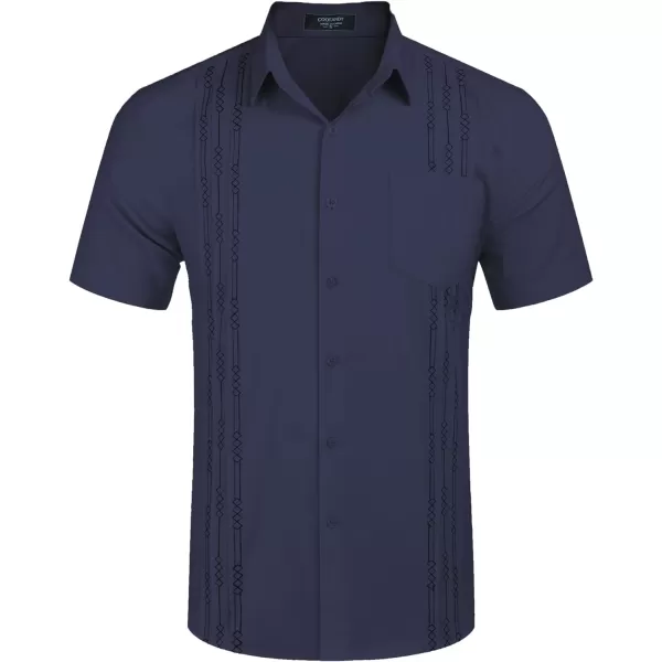 COOFANDY Mens Cotton Linen Cuban Guayabera Shirt Casual Short Sleeve Button Down Shirts Summer Beach Tops