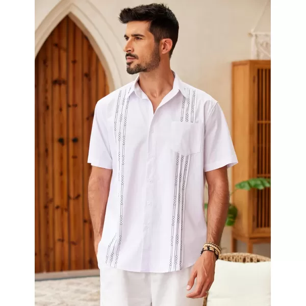 COOFANDY Mens Cotton Linen Cuban Guayabera Shirt Casual Short Sleeve Button Down Shirts Summer Beach Tops