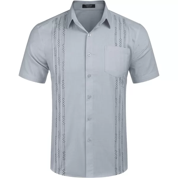 COOFANDY Mens Cotton Linen Cuban Guayabera Shirt Casual Short Sleeve Button Down Shirts Summer Beach Tops