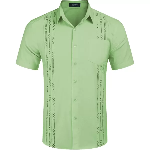 COOFANDY Mens Cotton Linen Cuban Guayabera Shirt Casual Short Sleeve Button Down Shirts Summer Beach Tops