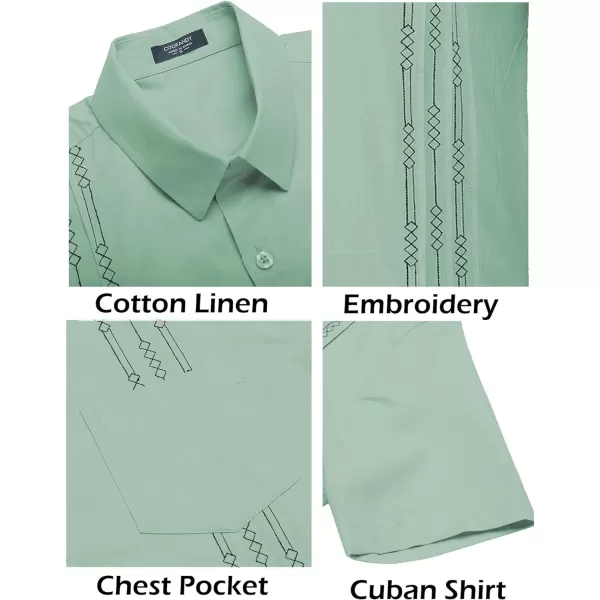 COOFANDY Mens Cotton Linen Cuban Guayabera Shirt Casual Short Sleeve Button Down Shirts Summer Beach Tops
