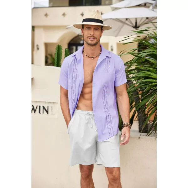 COOFANDY Mens Cotton Linen Cuban Guayabera Shirt Casual Short Sleeve Button Down Shirts Summer Beach Tops
