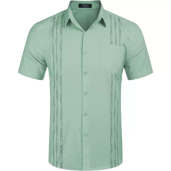 COOFANDY Mens Cotton Linen Cuban Guayabera Shirt Casual Short Sleeve Button Down Shirts Summer Beach Tops