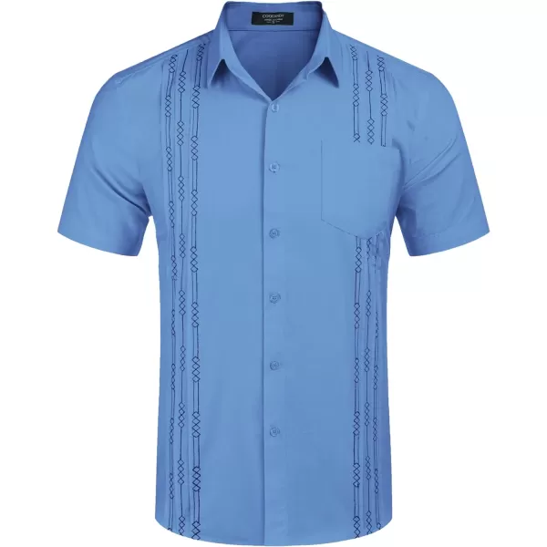 COOFANDY Mens Cotton Linen Cuban Guayabera Shirt Casual Short Sleeve Button Down Shirts Summer Beach Tops