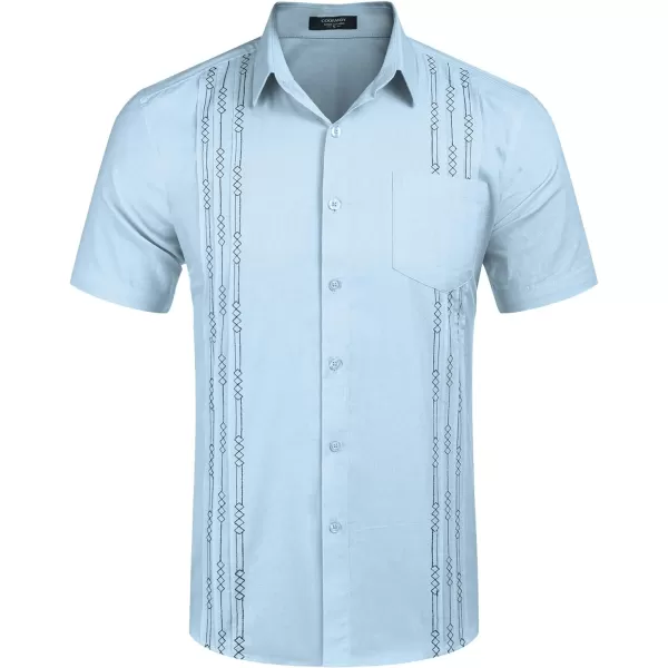 COOFANDY Mens Cotton Linen Cuban Guayabera Shirt Casual Short Sleeve Button Down Shirts Summer Beach Tops
