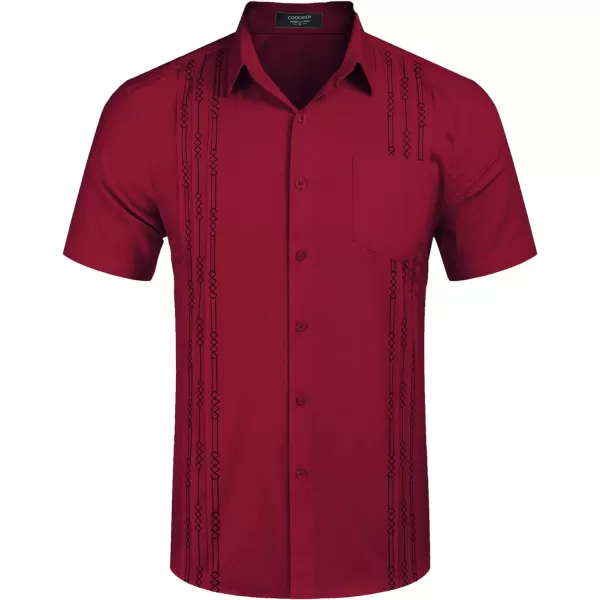 COOFANDY Mens Cotton Linen Cuban Guayabera Shirt Casual Short Sleeve Button Down Shirts Summer Beach Tops