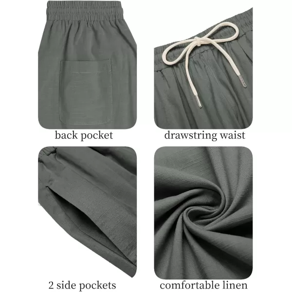 COOFANDY Men's Cotton Linen Harem Pants Drawstring Casual Cropped Trousers Lightweight Loose Beach Yoga Pants with Pockets
