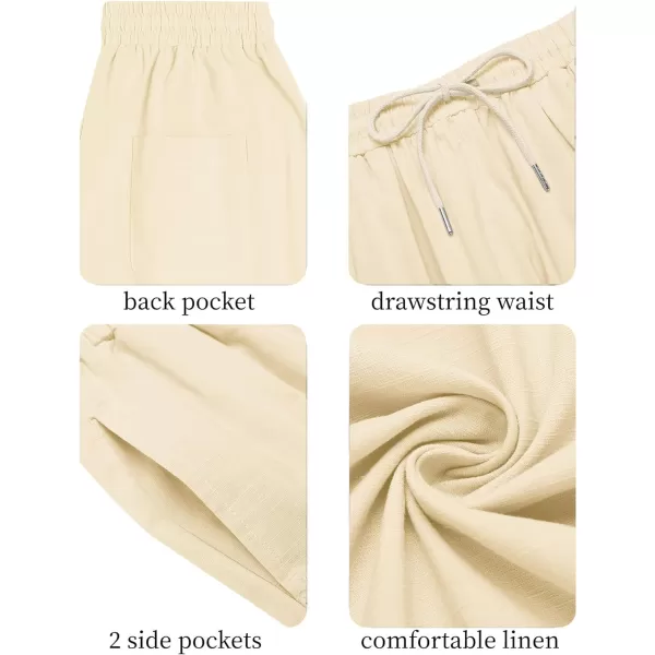COOFANDY Men's Cotton Linen Harem Pants Drawstring Casual Cropped Trousers Lightweight Loose Beach Yoga Pants with Pockets
