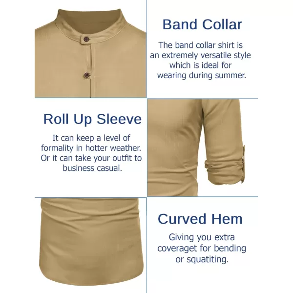 COOFANDY Men's Cotton Linen Henley Shirt Casual Beach Hippie Shirts Long Sleeve T-Shirts