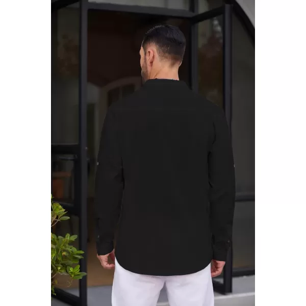 COOFANDY Men's Cotton Linen Henley Shirt Casual Beach Hippie Shirts Long Sleeve T-Shirts