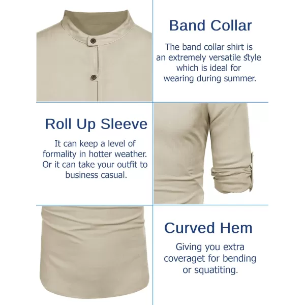 COOFANDY Men's Cotton Linen Henley Shirt Casual Beach Hippie Shirts Long Sleeve T-Shirts
