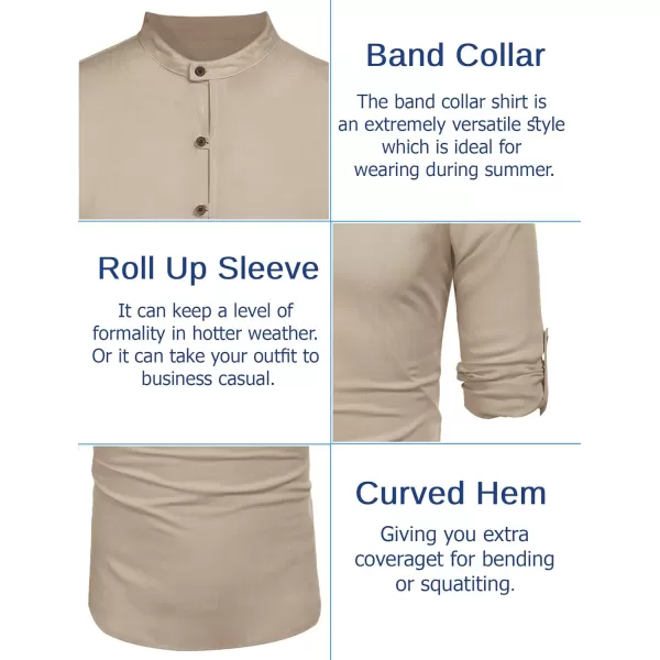 COOFANDY Men's Cotton Linen Henley Shirt Casual Beach Hippie Shirts Long Sleeve T-Shirts