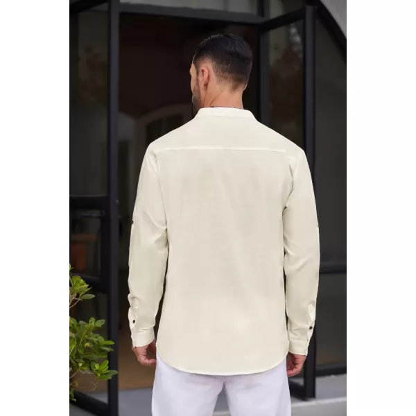 COOFANDY Men's Cotton Linen Henley Shirt Casual Beach Hippie Shirts Long Sleeve T-Shirts