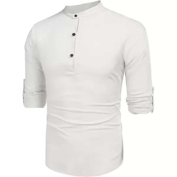 COOFANDY Men's Cotton Linen Henley Shirt Casual Beach Hippie Shirts Long Sleeve T-Shirts