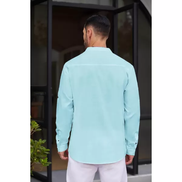 COOFANDY Men's Cotton Linen Henley Shirt Casual Beach Hippie Shirts Long Sleeve T-Shirts