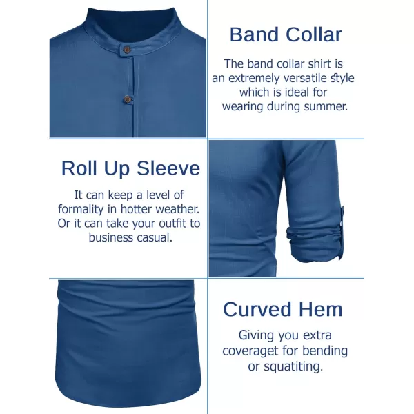 COOFANDY Men's Cotton Linen Henley Shirt Casual Beach Hippie Shirts Long Sleeve T-Shirts