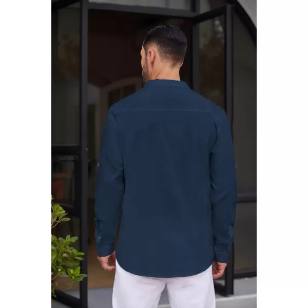 COOFANDY Men's Cotton Linen Henley Shirt Casual Beach Hippie Shirts Long Sleeve T-Shirts