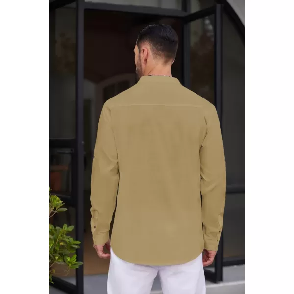 COOFANDY Men's Cotton Linen Henley Shirt Casual Beach Hippie Shirts Long Sleeve T-Shirts