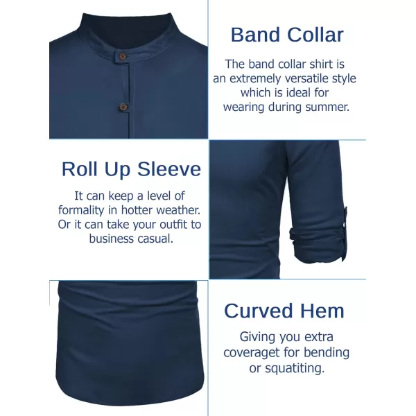 COOFANDY Men's Cotton Linen Henley Shirt Casual Beach Hippie Shirts Long Sleeve T-Shirts