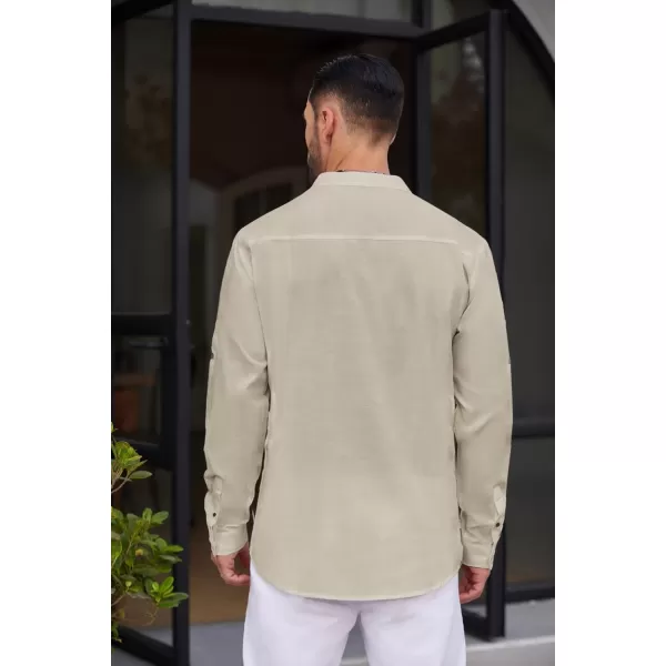 COOFANDY Men's Cotton Linen Henley Shirt Casual Beach Hippie Shirts Long Sleeve T-Shirts