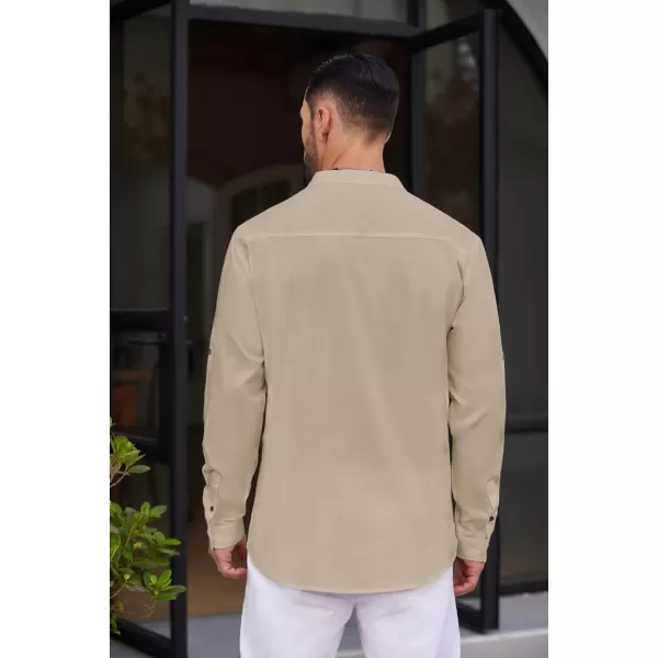 COOFANDY Men's Cotton Linen Henley Shirt Casual Beach Hippie Shirts Long Sleeve T-Shirts