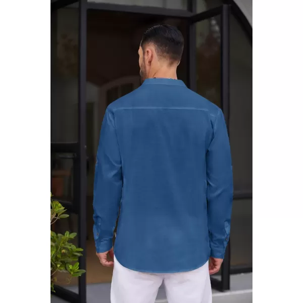COOFANDY Men's Cotton Linen Henley Shirt Casual Beach Hippie Shirts Long Sleeve T-Shirts