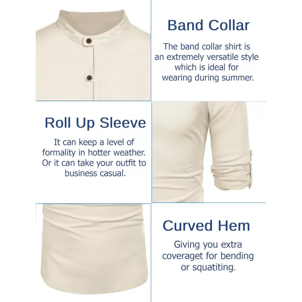 COOFANDY Men's Cotton Linen Henley Shirt Casual Beach Hippie Shirts Long Sleeve T-Shirts