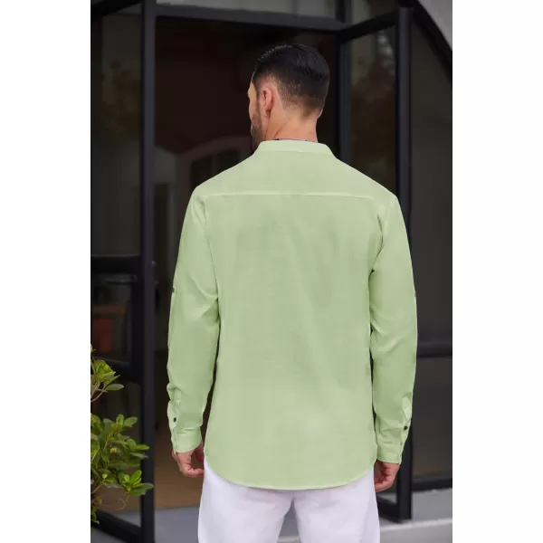 COOFANDY Men's Cotton Linen Henley Shirt Casual Beach Hippie Shirts Long Sleeve T-Shirts