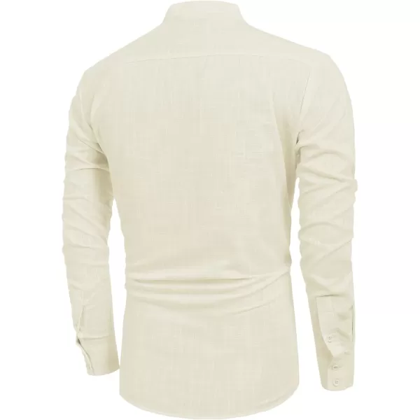 COOFANDY Men's Cotton Linen Henley Shirt Long Sleeve Hippie Casual Beach T Shirts