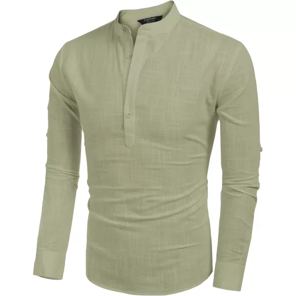 COOFANDY Men's Cotton Linen Henley Shirt Long Sleeve Hippie Casual Beach T Shirts