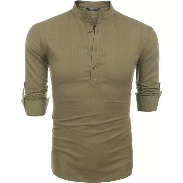 COOFANDY Men's Cotton Linen Henley Shirt Long Sleeve Hippie Casual Beach T Shirts