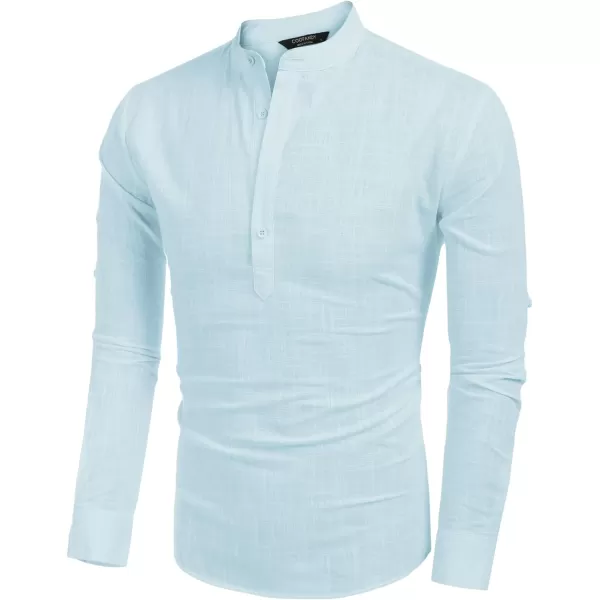 COOFANDY Men's Cotton Linen Henley Shirt Long Sleeve Hippie Casual Beach T Shirts