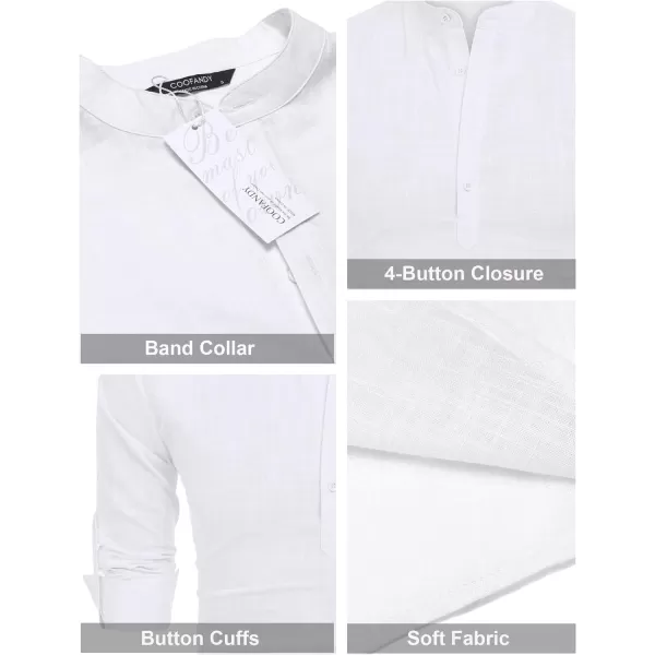 COOFANDY Men's Cotton Linen Henley Shirt Long Sleeve Hippie Casual Beach T Shirts
