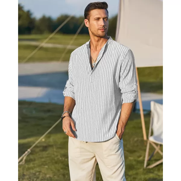 COOFANDY Men's Cotton Linen Henley Shirt Long Sleeve Hippie Casual Beach T Shirts