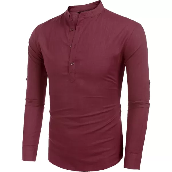 COOFANDY Men's Cotton Linen Henley Shirt Long Sleeve Hippie Casual Beach T Shirts